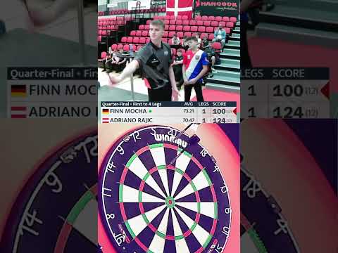 100 CHECK from FINN MOCHA against Adriano Rajic #shorts #short #darts #dart #wdf #youthchallenge