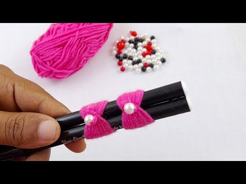 It's so Cute !! Super Easy Woolen Flower Making Trick using Pencil - Hand Embroidery Amazing Flowers