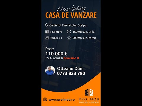 Exclusivitate! Casa tip P+1E+Pod zona Stalpu — Video