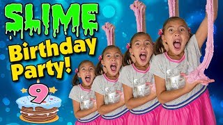 SLIME BIRTHDAY PARTY!!! Spicy Food Challenge! WASABI POPCORN?! Jillian&#39;s 9!