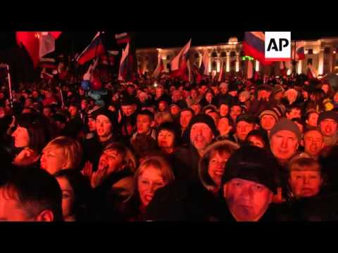 Russia supporters celebrate referendum and await results