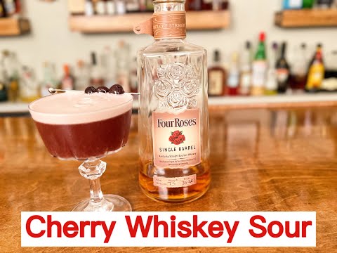 Making a Cherry Whiskey Sour Cocktail