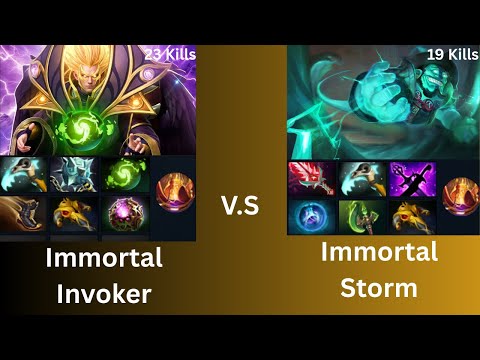 INVOKER Max Level 122K Damage vs Immortal Storm Spirit | INSANE Mid Battle!!