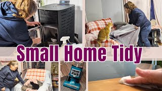 Evening Clean With Me | Living Room Reset, Pellet Stove & Bathroom Tidy