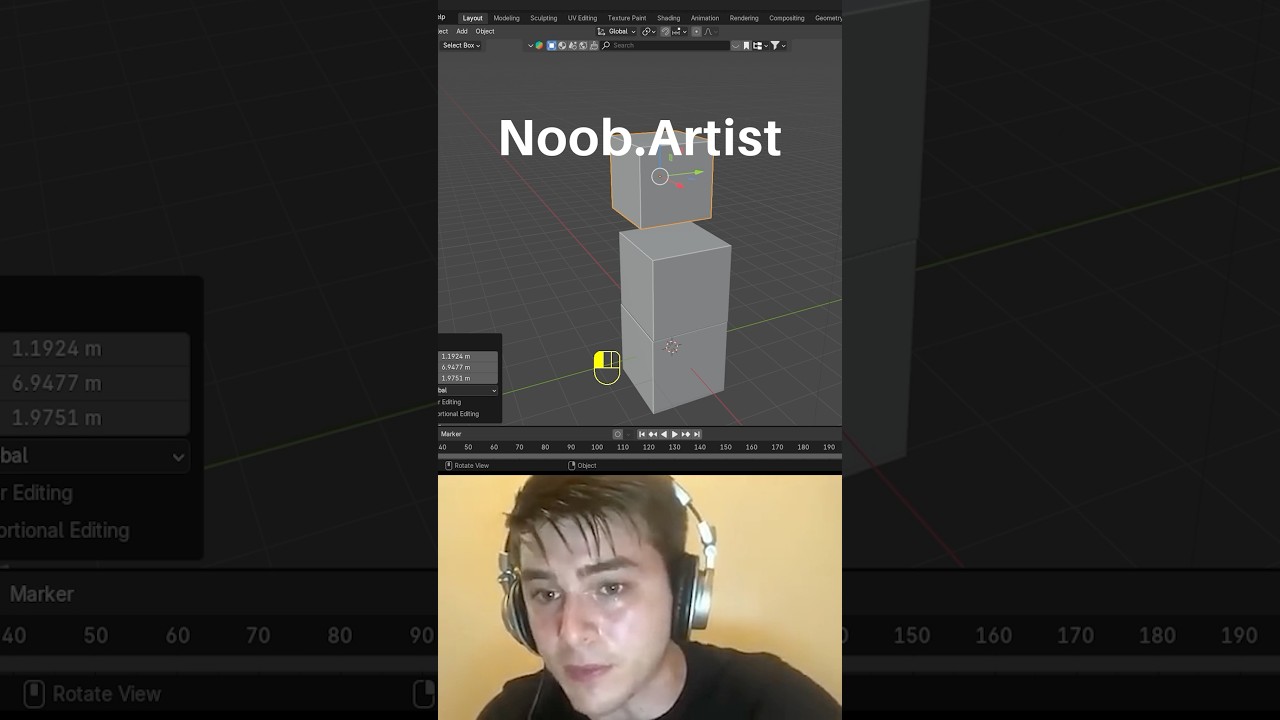 Noob vs Pro artist: align object #blendertutorial #blender #blendercommunity #blender3d #b3d