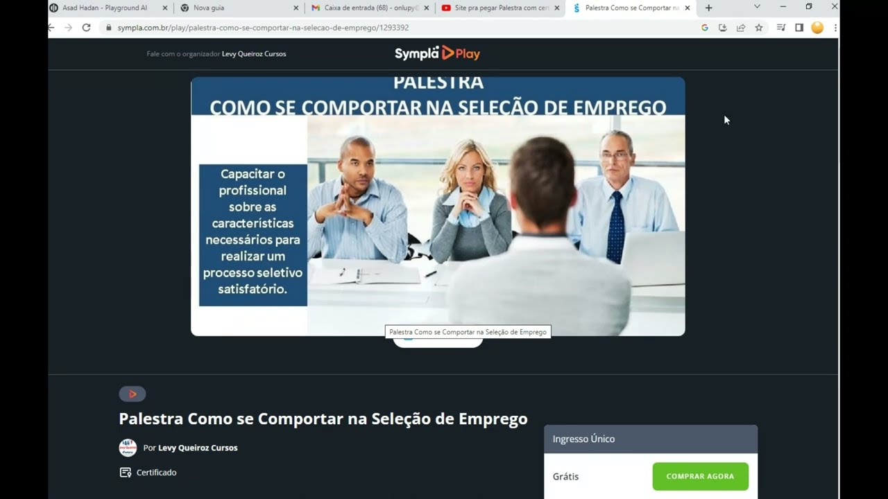 Palestra com certificado gratis de 5hrs pra todas faculdades . Como imprimir certificado no site