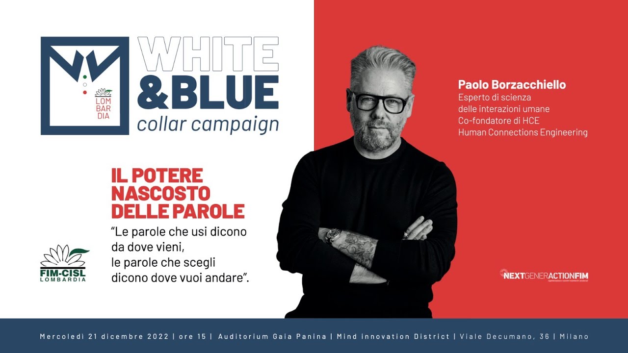 PAOLO BORZACCHIELLO, il potere nascosto delle parole. WHITE&BLUE COLLAR CAMPAIGN FIM CISL LOMBARDIA
