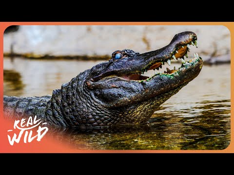 Kajman čierny (Melanosuchus niger) — herpetológ O'Shea v Amazónii