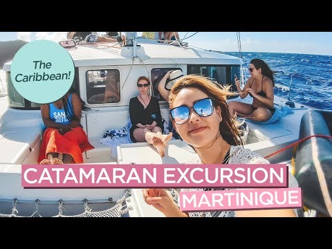 マルティニークの双胴船エクスカーションとウミガメと泳ぐ! (Catamaran Excursion in Martinique and Swimming with Sea Turtles!)