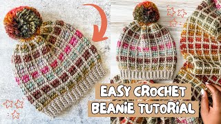 Beginner Unisex Crochet Hat [Mesa Hat] - Tunisian Crochet Slouchy Beanie for Beginners