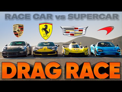 Thumbnail for Cadillac's Le Mans Car Races Ferrari 296, McLaren 750S, 911 Turbo S — Cammisa Ultimate Drag Race by Porsche 911, GAZ, Ferrari, Supercar, Ferrari 296, SEAT, Porsche, Cadillac, video, Car, Vehicle, vide