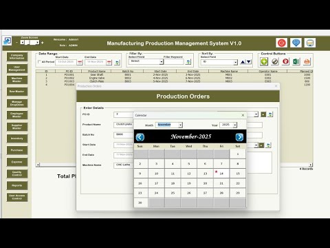 Manufacturing Production Management System V1.0