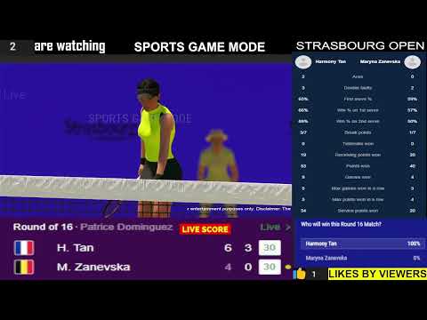 Harmony Tan vs Maryna Zanevska | Strasbourg Open 2022 |  Round 16 | Live Score