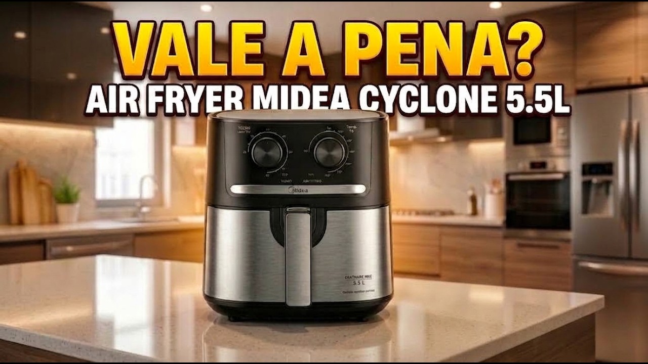 Miniatura da avaliação em vídeo de Fritadeira Air Fryer Midea Cyclone 5,5L Preto e Inox