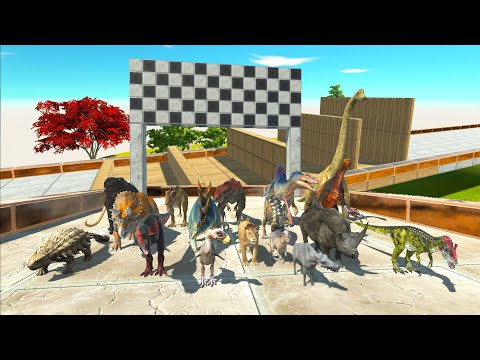 🟡150M OBSTACLE SPEED RACE DINOSAURS VS PREHISTORIC MAMMALS FREELY - Animal Revolt Battle Simulator