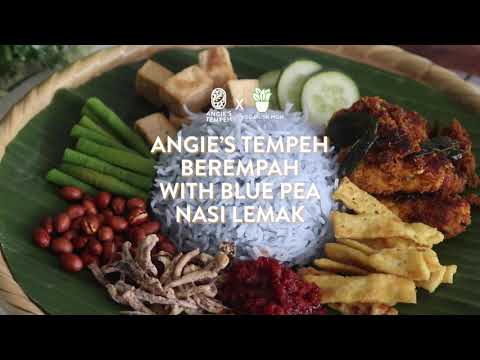 Angie's Tempeh Berempah with Blue Pea Nasi Lemak