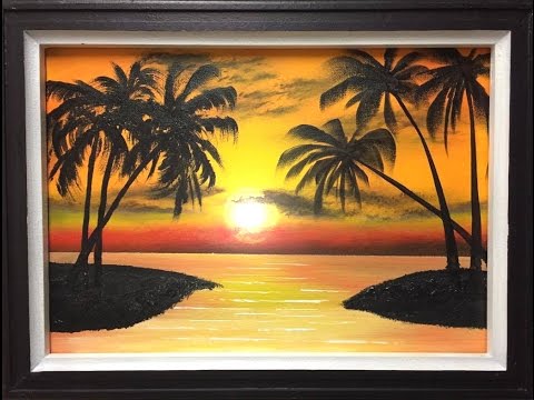 #71. how to paint a palm sunset (acrylic)