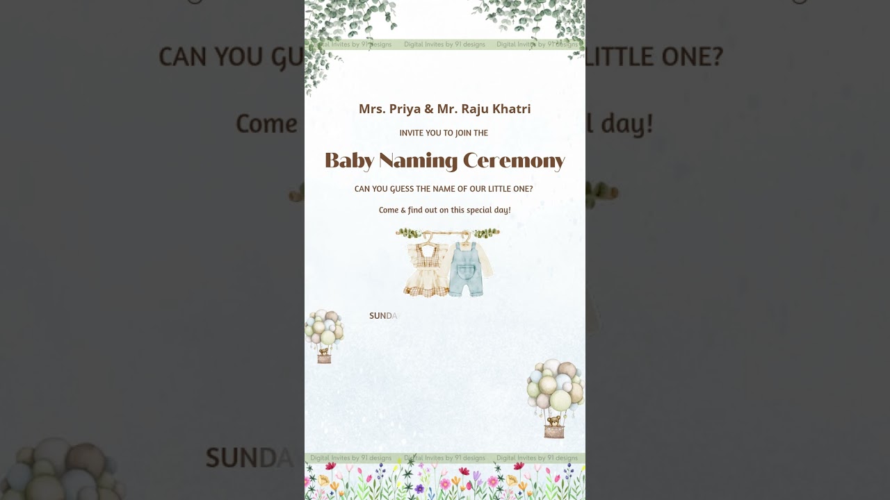 Pastel Pink Baby Naming Card