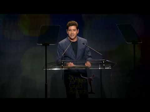 Better Call Saul's Rhea Seehorn presents the 2025 Paddy Chayefsky Laurel Award to Vince Gilligan