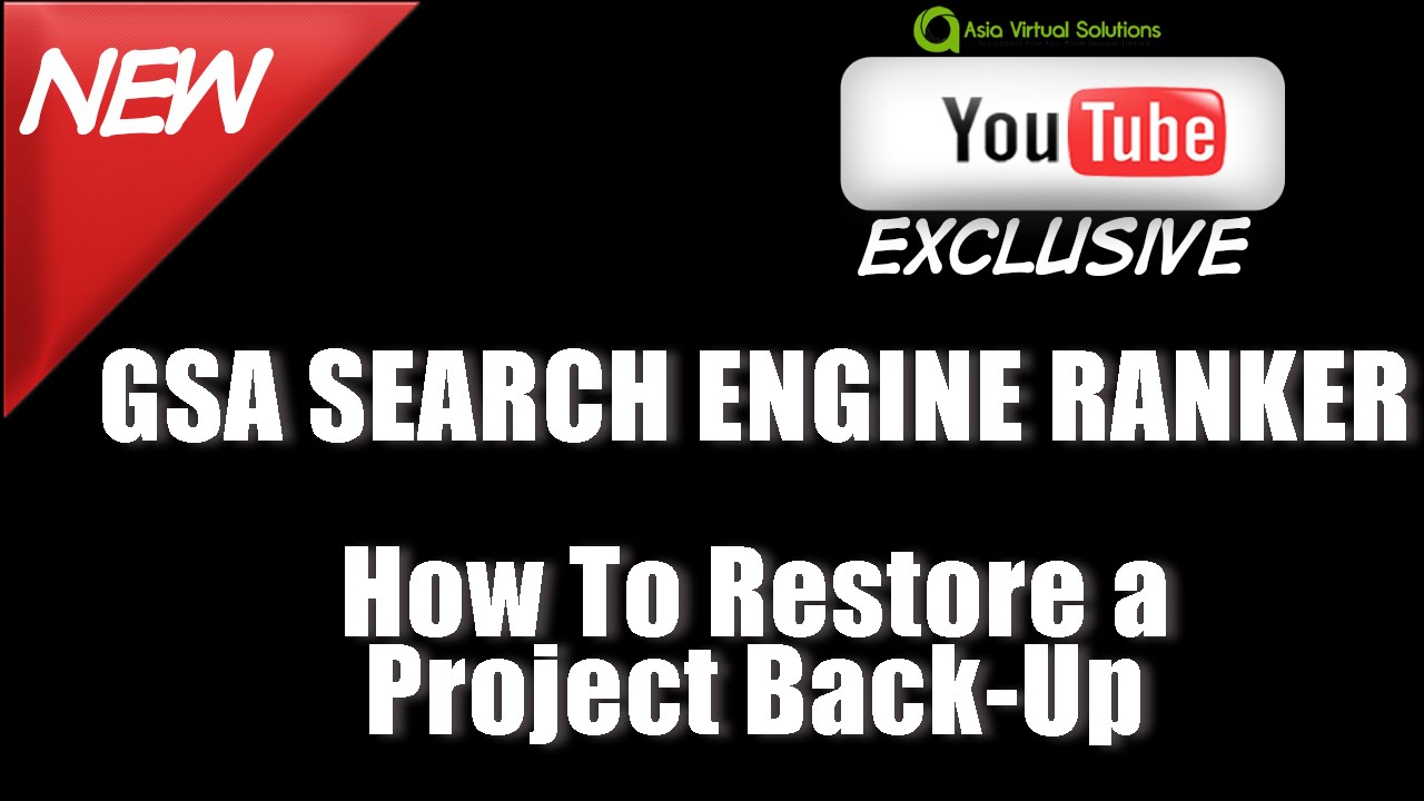 GSA Search Engine Ranker   Restore a data pack from Asia Virtual Solutions