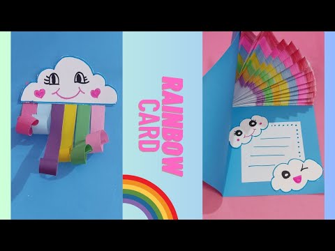 Easy rainbow pop up card | learn how to make easy 3d cards | 3d rainbow | paper crafts | rainbow 🌈