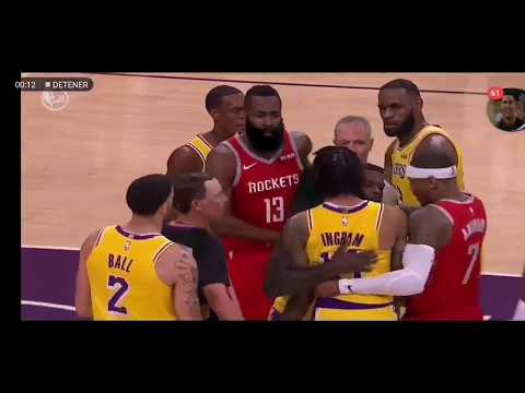 NBA: Lakers-Rockets Brawl. (Rondo, Paul, Ingram, Lebron, Melo)