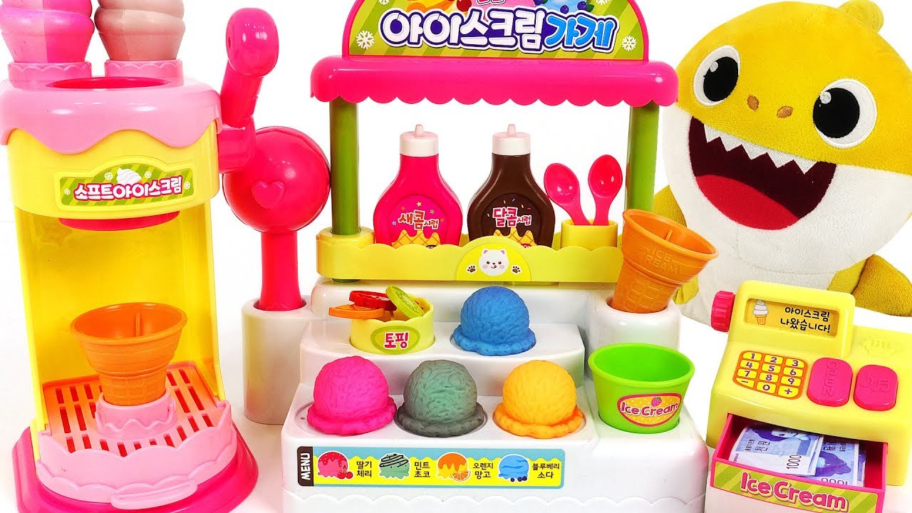 Watch video Baby Shark Syrup Ice cream shop play~! Let's make Color Changing Ice cream! | PinkyPopTOY Now Baby Shark Syrup Ice cream shop play~! Let's make Color Changing Ice cream! | PinkyPopTOY