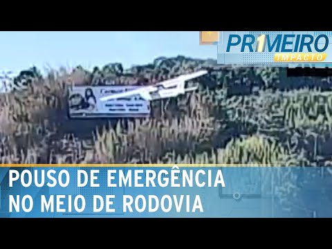 Novas imagens mostram avião monomotor pousando em rodovia de SP