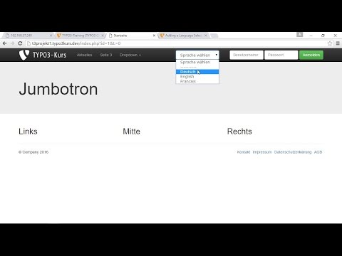 Sprachumschaltung per Menü | Auszug aus: TYPO3 CMS 7 – Das umfassende Training