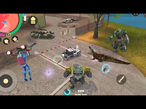 Rope Hero: Vice Town (Rope Hero Landing on Army Base) Rope Hero Fight Robot Car -Android Gameplay HD