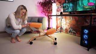 Ergonomická kľakačka, sivohnedá Taupe látka, buk, FLONET