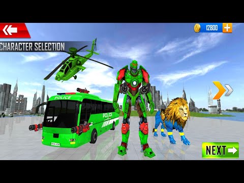 Flying Police Bus Robot Game * Android Gameplay