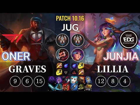 T1 Oner Graves vs EDG JunJia Lillia Jungle - KR Patch 10.16