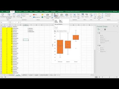 Excel (2016) - side-by-side boxplot