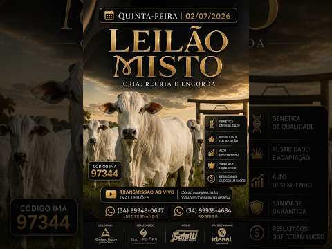 LEILÃO MISTO 02/07/2026 - IRAÍ LEILÕES - IRAÍ DE MINAS-MG