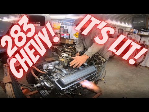 1960 Chevrolet 283 Small Block Engine Estate Sale Find!! With homemade run stand! Chevy old start!