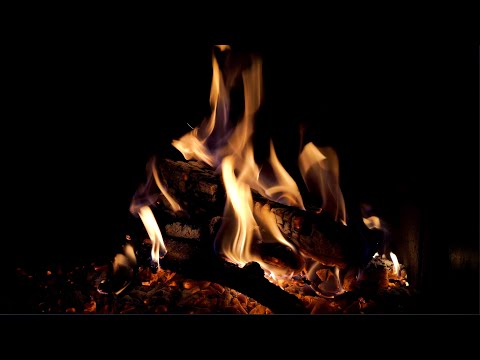 Crackling Fire at Night Dark Background Video 🔥12h Burning Fireplace Sounds & Black Screen for Sleep
