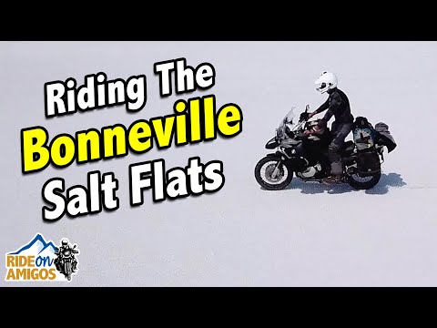 Motorcycle Riding the world famous BONNEVILLE SALT FLATS in Utah - World Land Speed Record Site