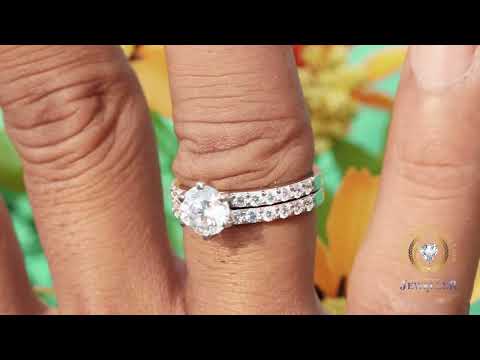 Round Colorless Moissanite, Accented Moissanite Engagement Ring, Six Prongs Ring, Anniversary Gift