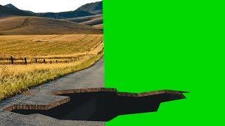 ground crack and collapse - green screen