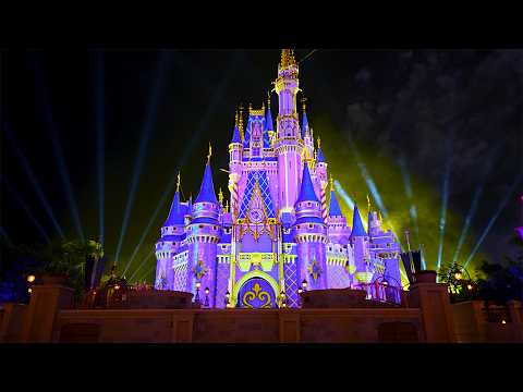 Video: Magic Kingdom at Night Walkthrough - Enchantment Fireworks & Empty Walk After Dark [4K]