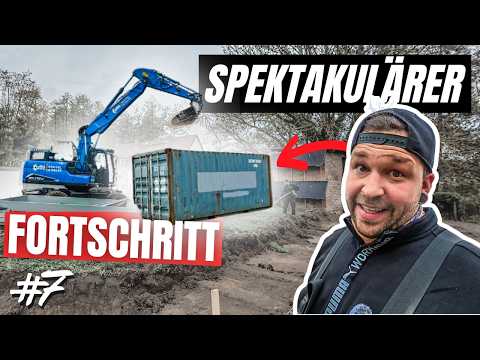 Giant excavator action: Shipping container & tree upgrade!