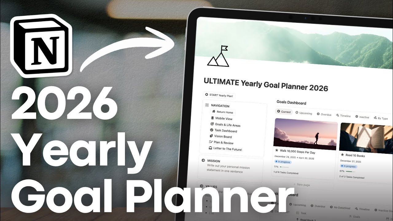 Ultimate Yearly Goal Planner for 2026! | Full Guide & Notion Template Tour