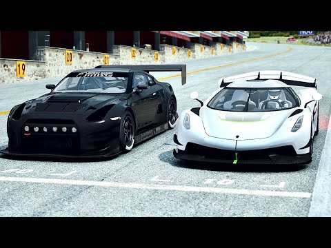 Koenigsegg Jesko vs Nissan GTR Amuse Monster at Highlands