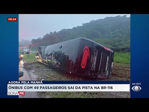 Ônibus tomba na BR-116 em Campina Grande do Sul