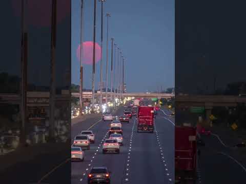 Huge Moon rise on a Highway! #moon #astronomy #reels #shorts