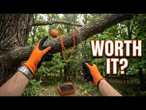CAMPNDOOR High Limb Rope Saw 53 In - Zero Effort 360 Rope Chain Saw - Sharp Manual Tree Limb Cutter - Hand Chainsaw with Ergonomic Handles and Carrying Case - Fast and Easy Pocket Chainsaw video review thumbnail