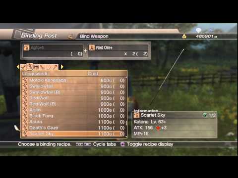 WKC 2 Weapon -- Longswords (Katanas) Level 20 Complete Binding List White Knight Chronicles II HD