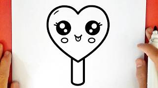 Como desenhar um SORVETE de AMOR KAWAII