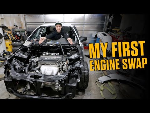Dropped The H22 In The Honda Civic - First Ever Engine Swap
